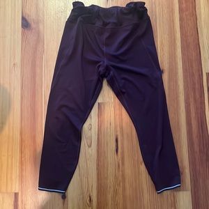 Athleta burgundy athletic leggings with elastic waist with drawstring